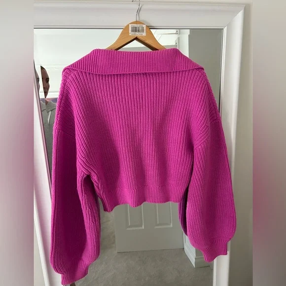 Zara pink cropped knit sweater - Picture 2 of 3
